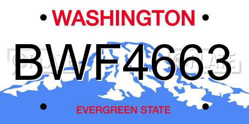 BWF4663 Washington License Plate