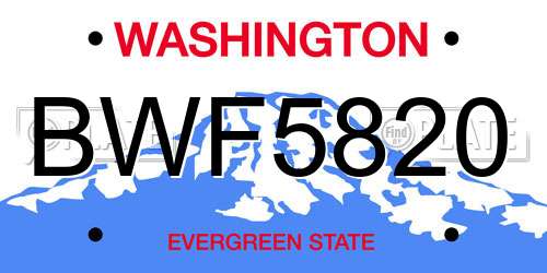 BWF5820 Washington License Plate