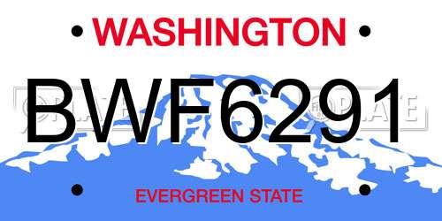 BWF6291 Washington License Plate