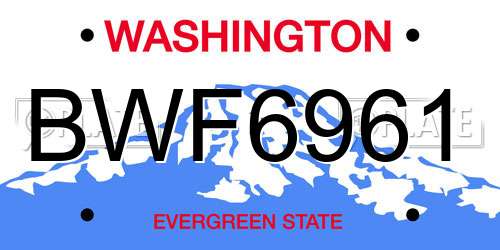 BWF6961 Washington License Plate