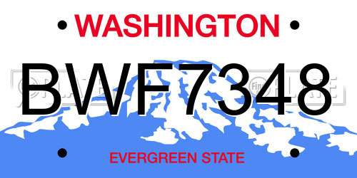 BWF7348 Washington License Plate