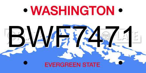 BWF7471 Washington License Plate