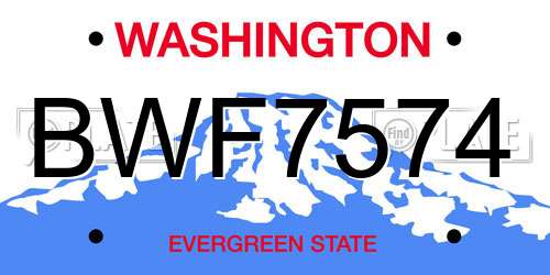 BWF7574 Washington License Plate