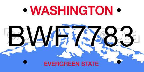 BWF7783 Washington License Plate