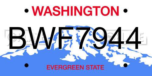BWF7944 Washington License Plate