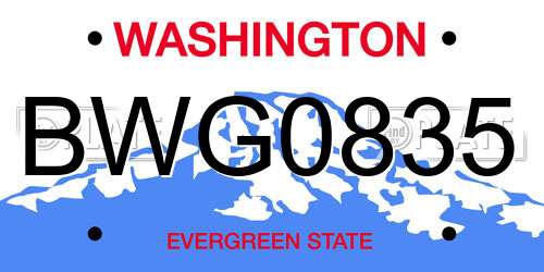 BWG0835 Washington License Plate