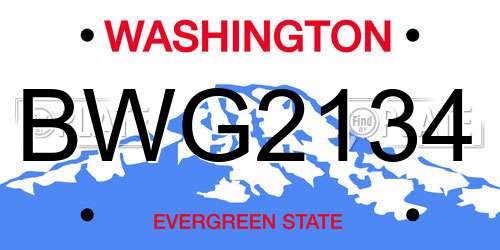 BWG2134 Washington License Plate