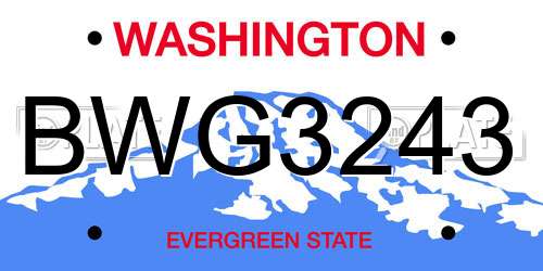 BWG3243 Washington License Plate