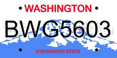 BWG5603 Washington License Plate
