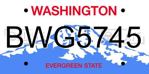 BWG5745 Washington License Plate