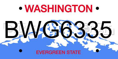 BWG6335 Washington License Plate