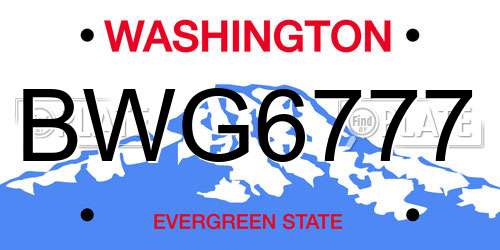 BWG6777 Washington License Plate