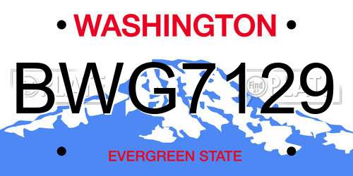 BWG7129 Washington License Plate