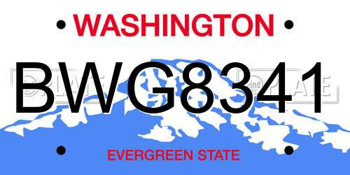 BWG8341 Washington License Plate