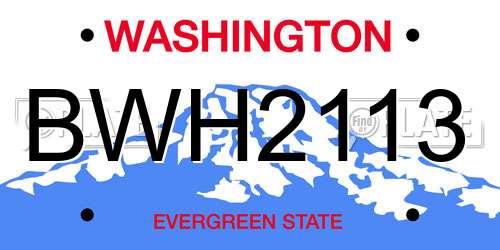 BWH2113 Washington License Plate