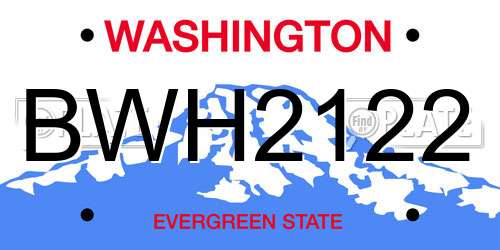 BWH2122 Washington License Plate