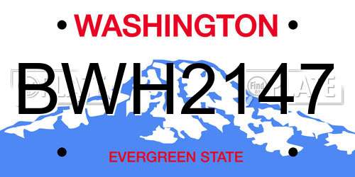 BWH2147 Washington License Plate