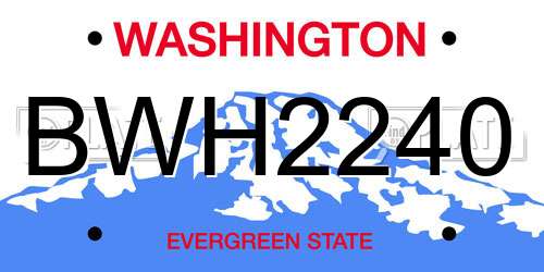 BWH2240 Washington License Plate