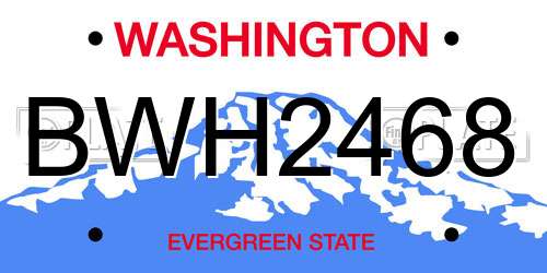 BWH2468 Washington License Plate