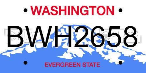 BWH2658 Washington License Plate