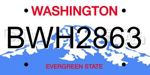 BWH2863 Washington License Plate