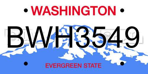 BWH3549 Washington License Plate