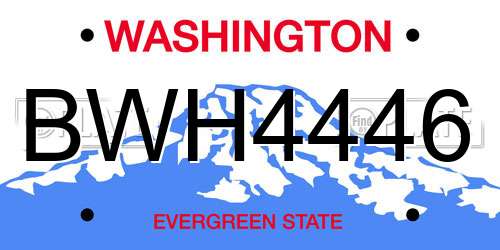 BWH4446 Washington License Plate