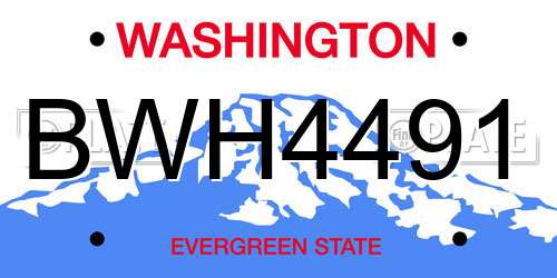 BWH4491 Washington License Plate