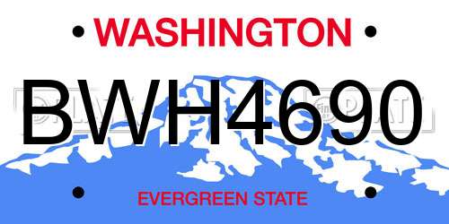 BWH4690 Washington License Plate