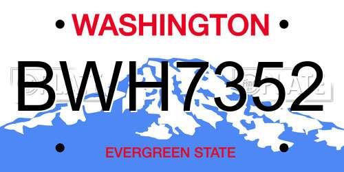 BWH7352 Washington License Plate