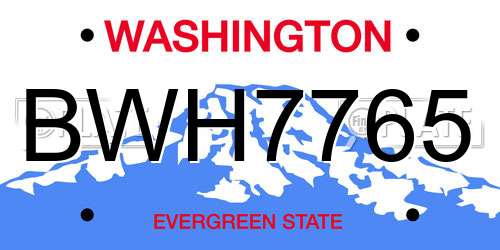 BWH7765 Washington License Plate