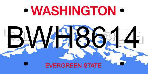 BWH8614 Washington License Plate