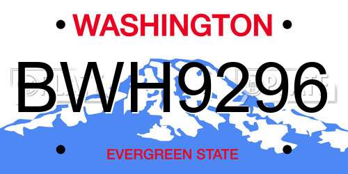 BWH9296 Washington License Plate
