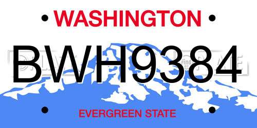 BWH9384 Washington License Plate