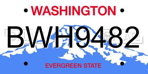 BWH9482 Washington License Plate
