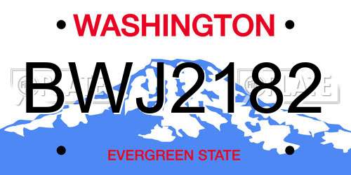 BWJ2182 Washington License Plate