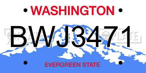 BWJ3471 Washington License Plate