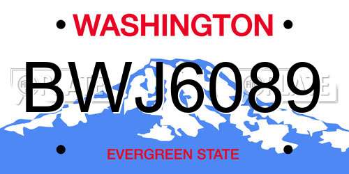 BWJ6089 Washington License Plate