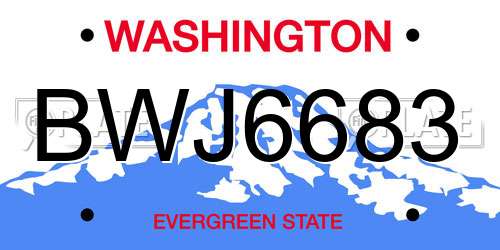 BWJ6683 Washington License Plate