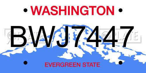 BWJ7447 Washington License Plate