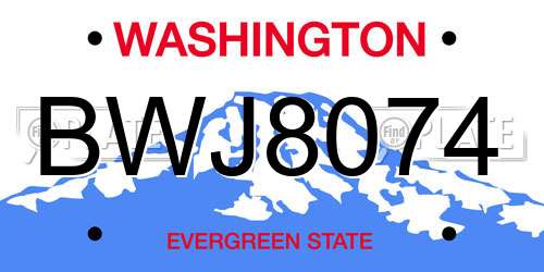 BWJ8074 Washington License Plate