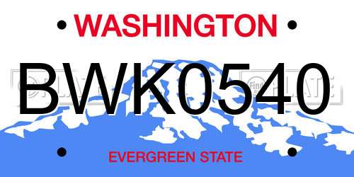 BWK0540 Washington License Plate