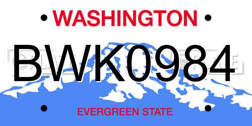 BWK0984 Washington License Plate