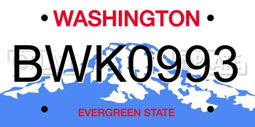 BWK0993 Washington License Plate