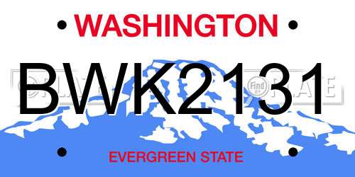 BWK2131 Washington License Plate
