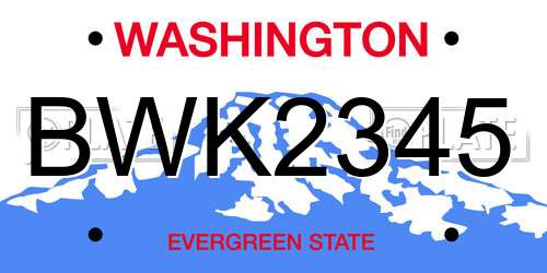 BWK2345 Washington License Plate