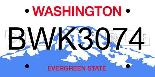 BWK3074 Washington License Plate