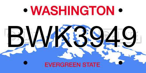 BWK3949 Washington License Plate