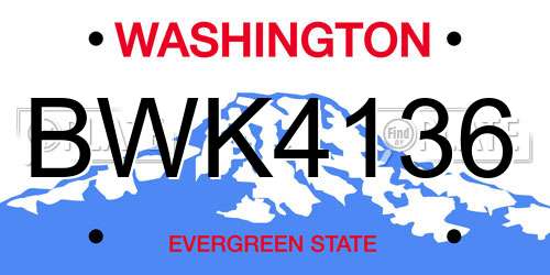 BWK4136 Washington License Plate