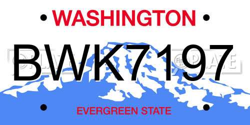 BWK7197 Washington License Plate